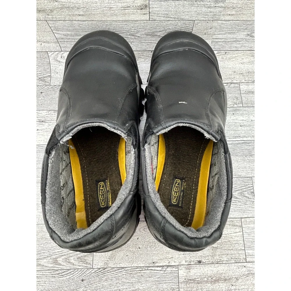 Keen Brixen Low Men 9.5 Black Leather Waterproof Insulated Slip On Shoes 1002268